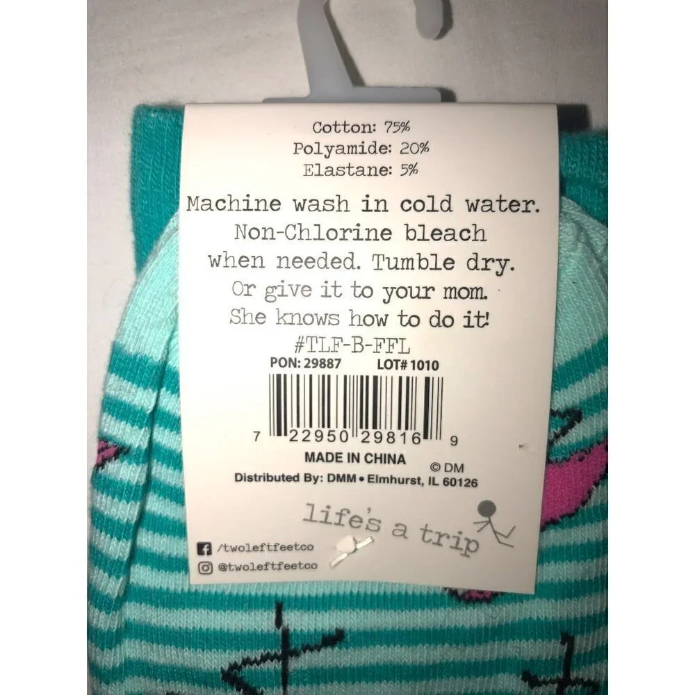 Large Socks 2 Pair Calvin Klein Two Left Feet Flamingos Blue Striped Brown NWT
